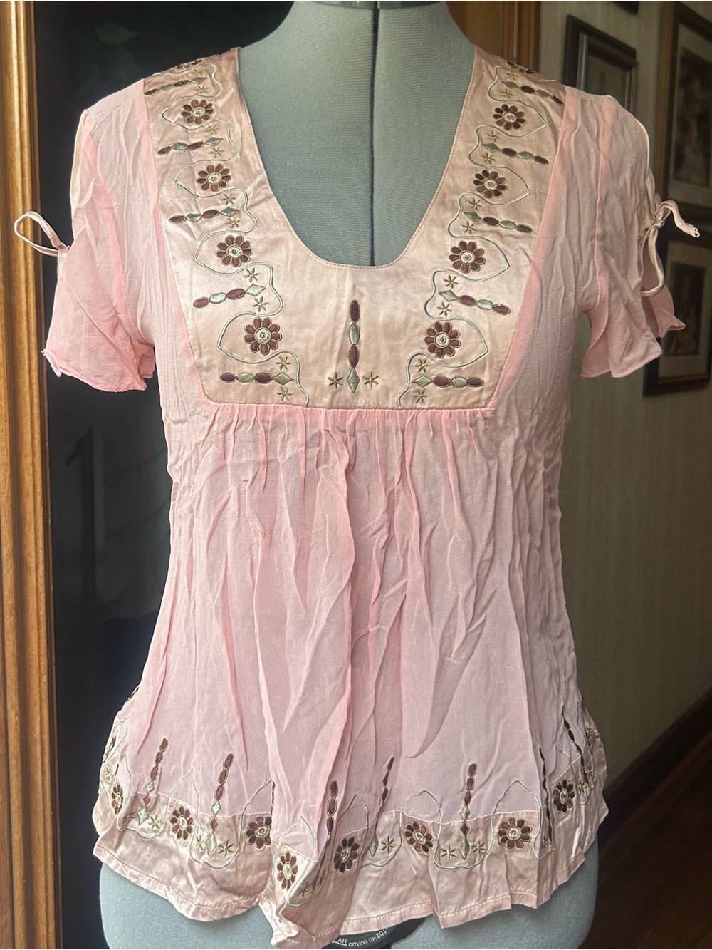 Y2K Pink Embroidered Top